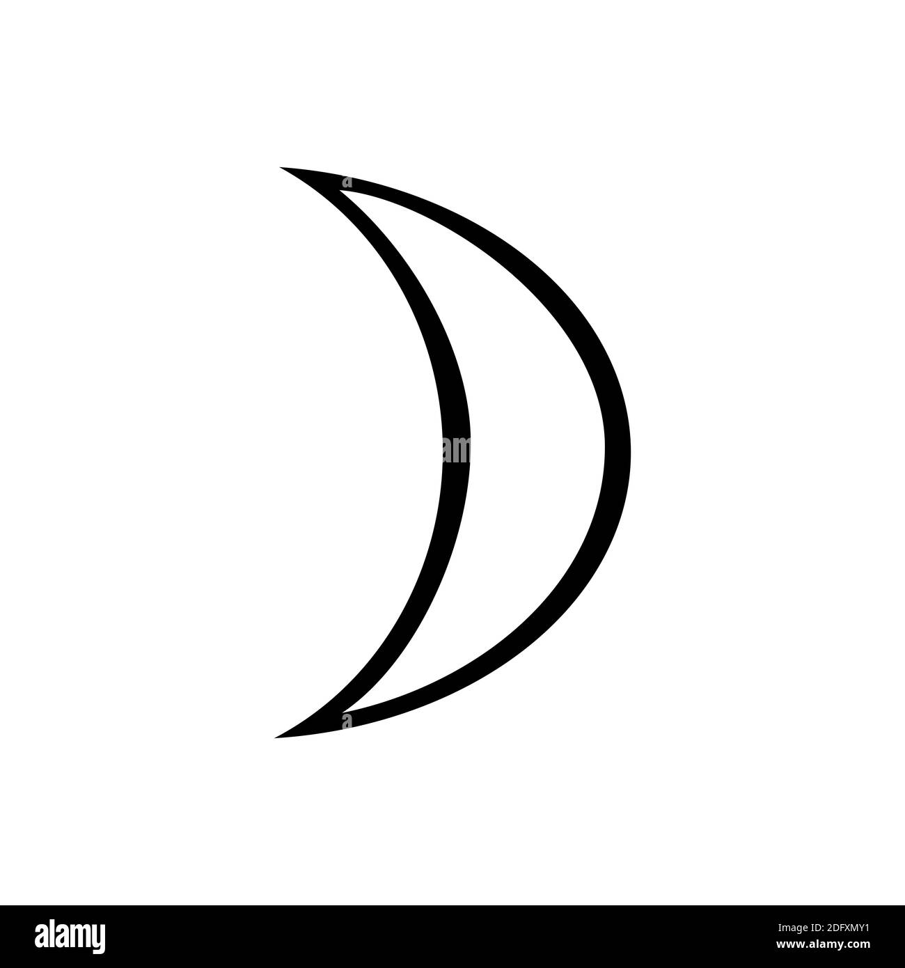 the symbol of the moon, one of the symbols of alchemy. Black and white moon icon. Stock Photo