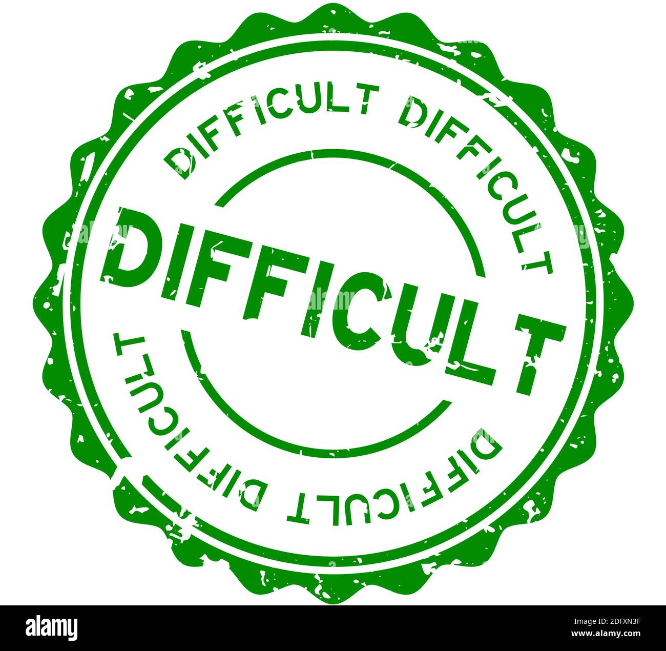 Grunge green difficult word round rubber seal stamp on white background Stock Vector