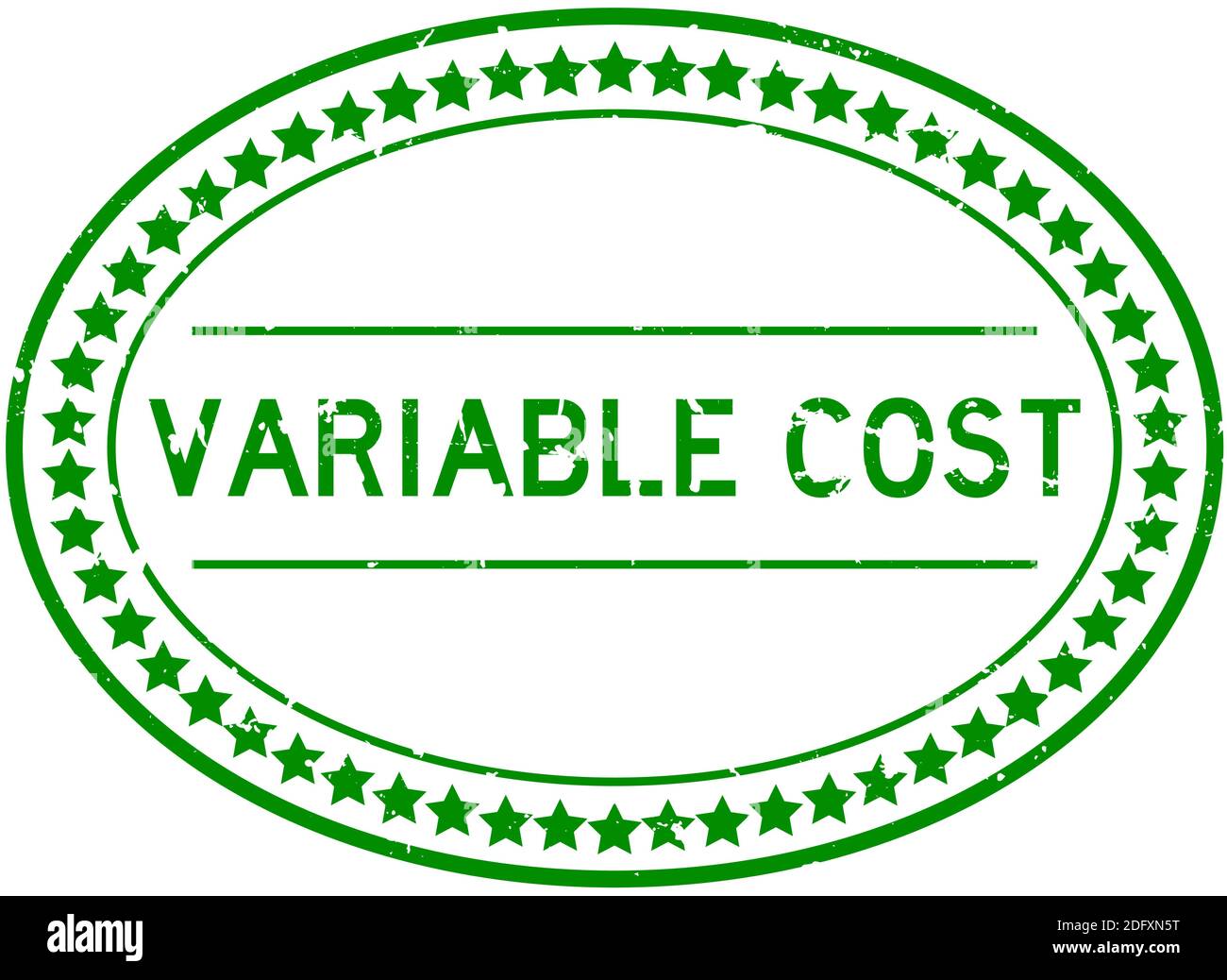 Grunge green variable cost word oval rubber seal stamp on white background Stock Vector