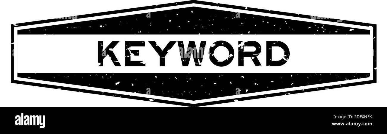 Grunge black keyword word hexagon rubber seal stamp on white background ...