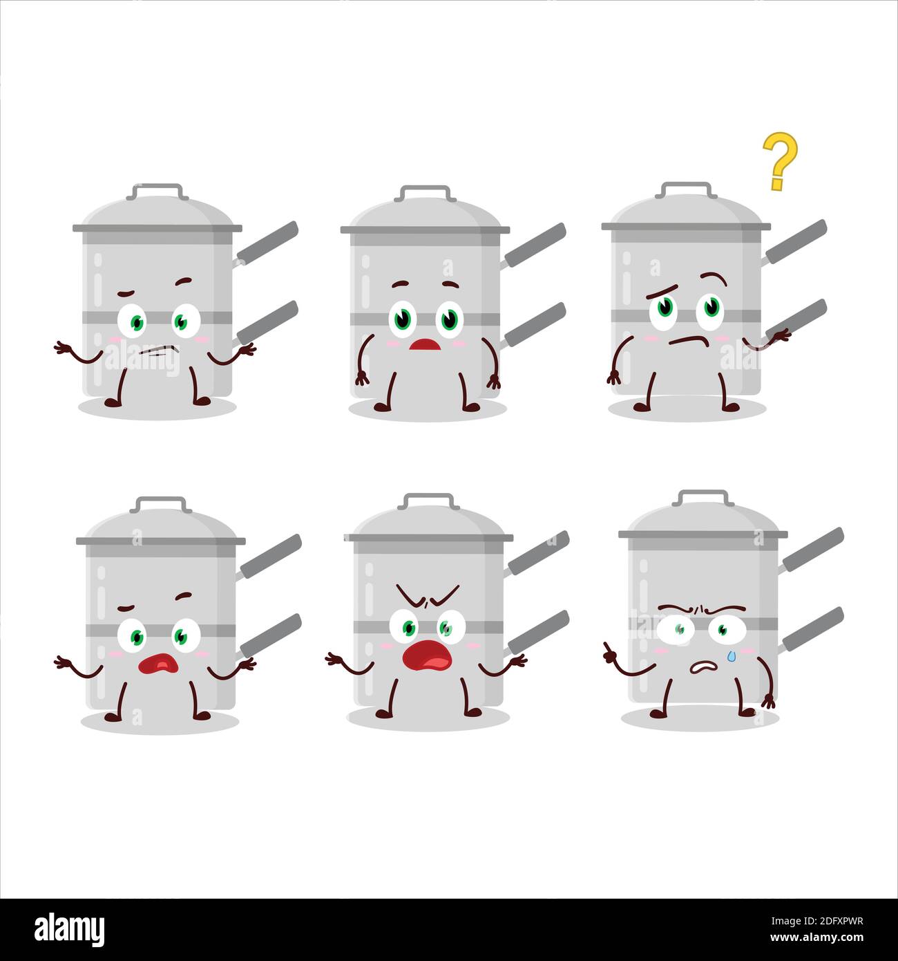 Cartoon character of double boiler with what expression. Vector