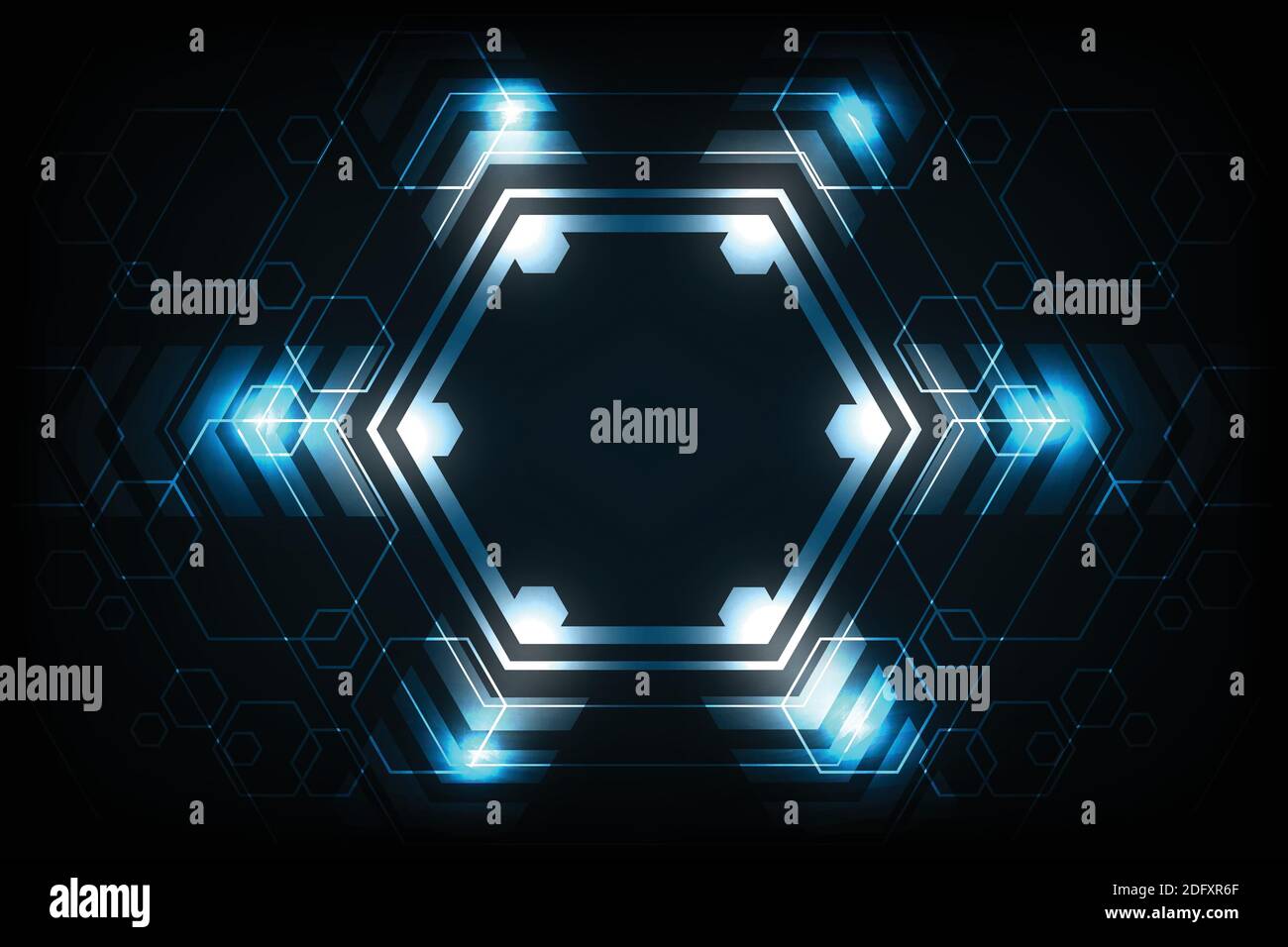 Vector geometry in a technology concept on a dark blue background. Stock Vector