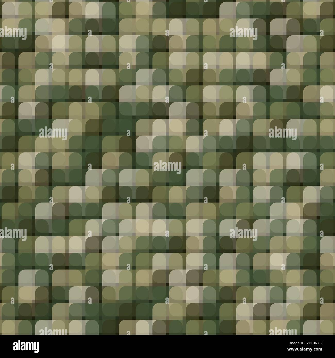 Abstract seamless pattern with khaki colored chaotic overlap circle tiles Stock Vector