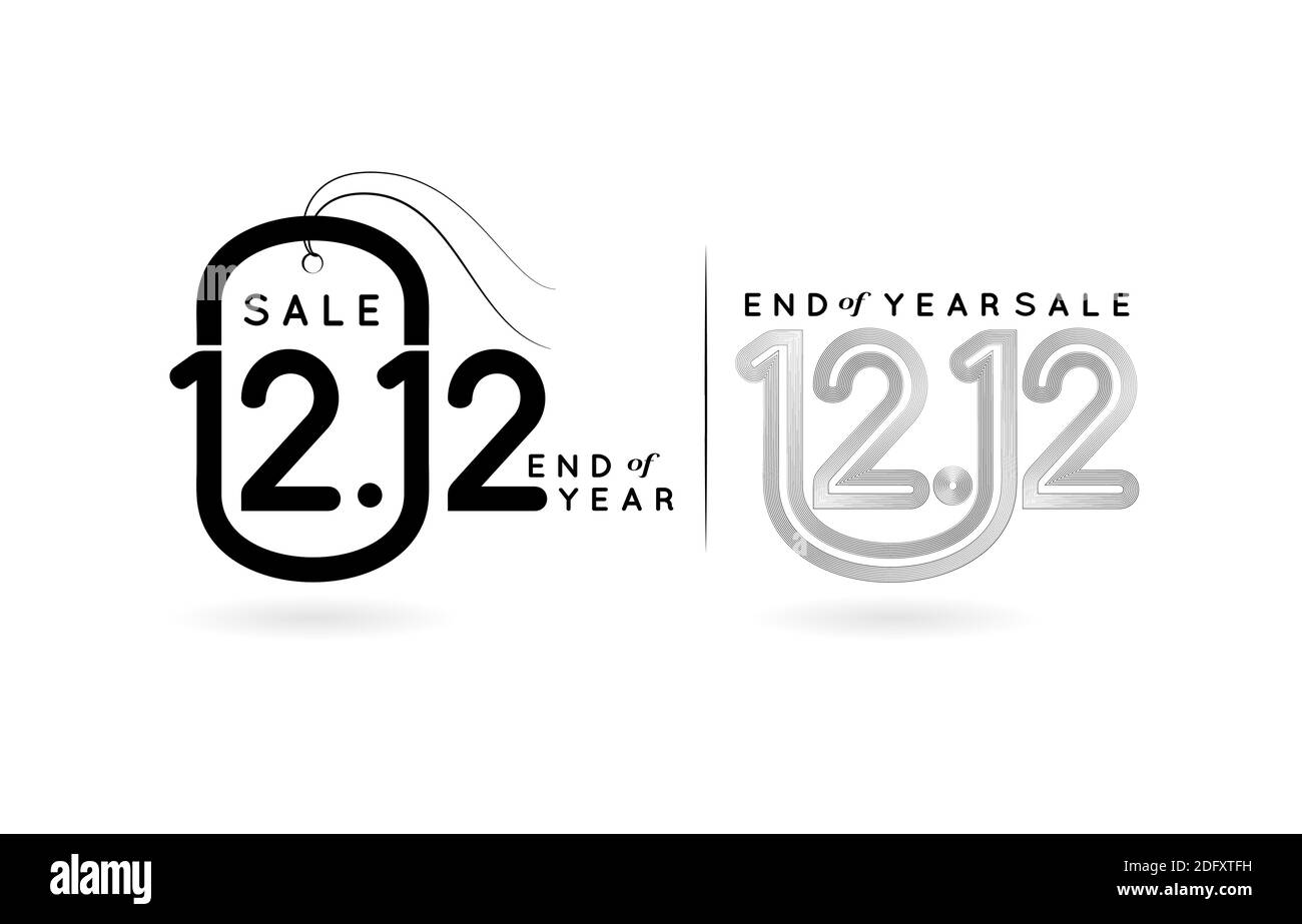 Tag 12.12 sale, 12.12 Online sale, Tag 1212 monochrome and label monoline end of year sale for poster or flyer design, social media banner, Stock Vector