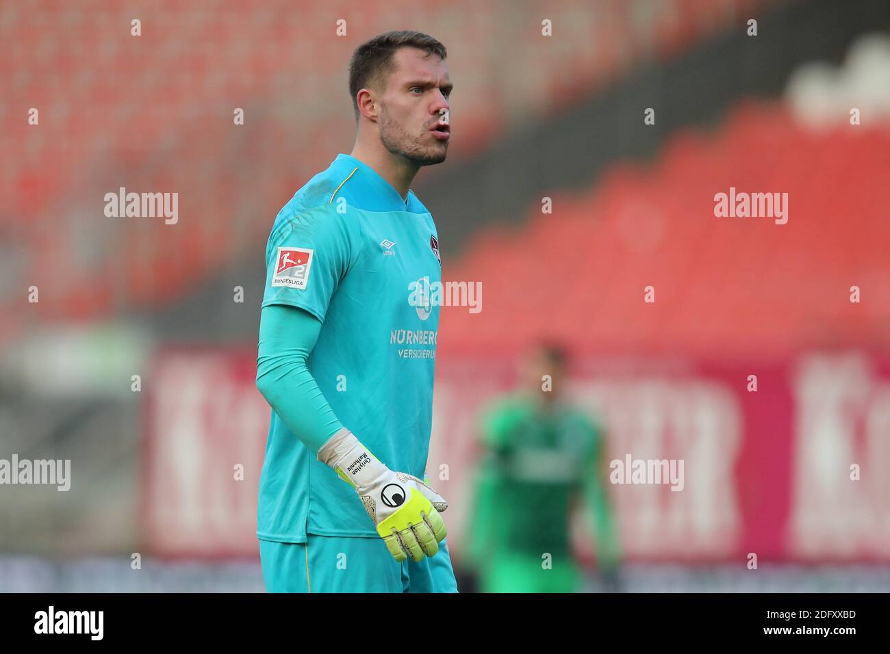 Nuremberg, Germany. 29th Nov, 2020. Football: 2nd Bundesliga, 1st FC Nürnberg - SpVgg Greuther Fürth, 9th matchday at the Max Morlock Stadium. The Nuremberg goalkeeper Christian Mathenia. Credit: Daniel Karmann/dpa - IMPORTANT NOTE: In accordance with the regulations of the DFL Deutsche Fußball Liga and the DFB Deutscher Fußball-Bund, it is prohibited to exploit or have exploited in the stadium and/or from the game taken photographs in the form of sequence images and/or video-like photo series./dpa/Alamy Live News Stock Photo