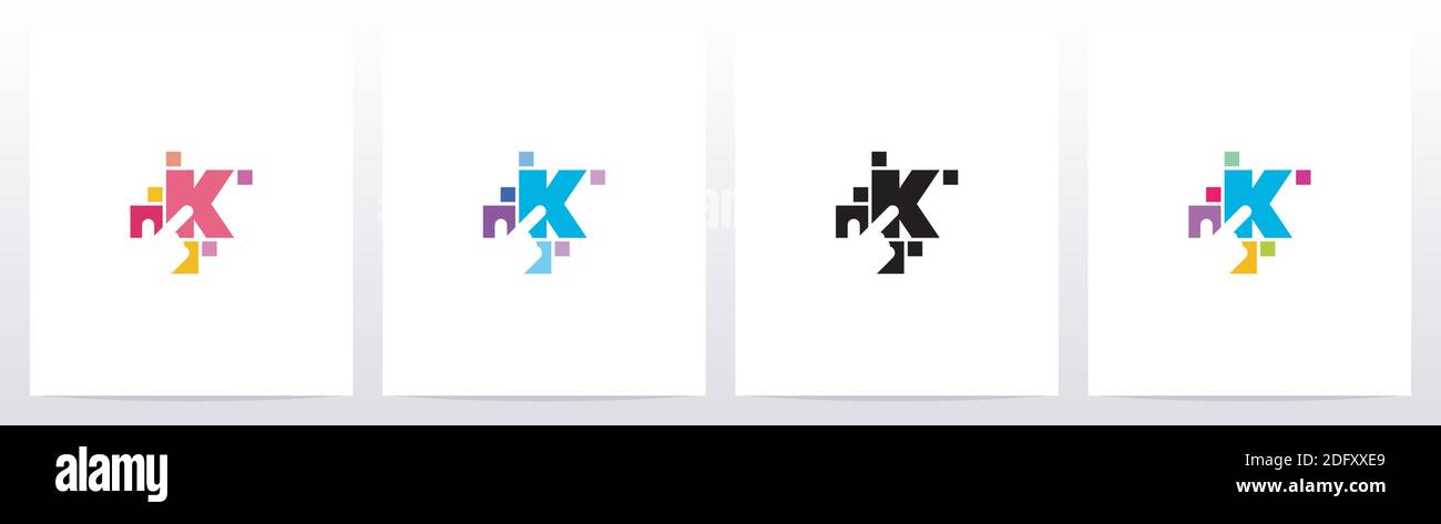 Finger On Button As A Letter Logo Design K Stock Vector