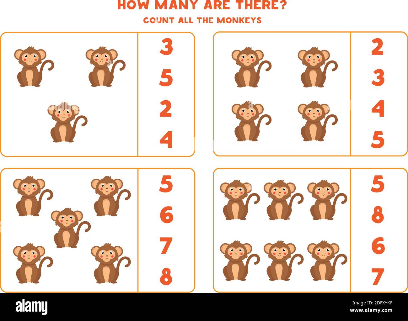 Premium Vector  Count all deer and circle the right answer. math