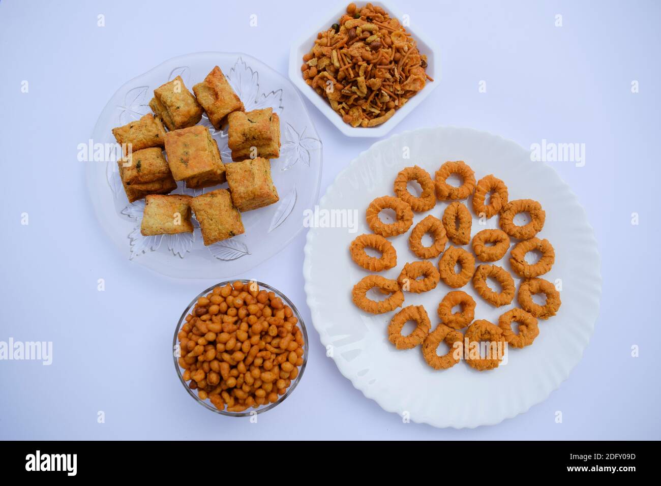 Collection of Indian South asian evening snack food savoury items