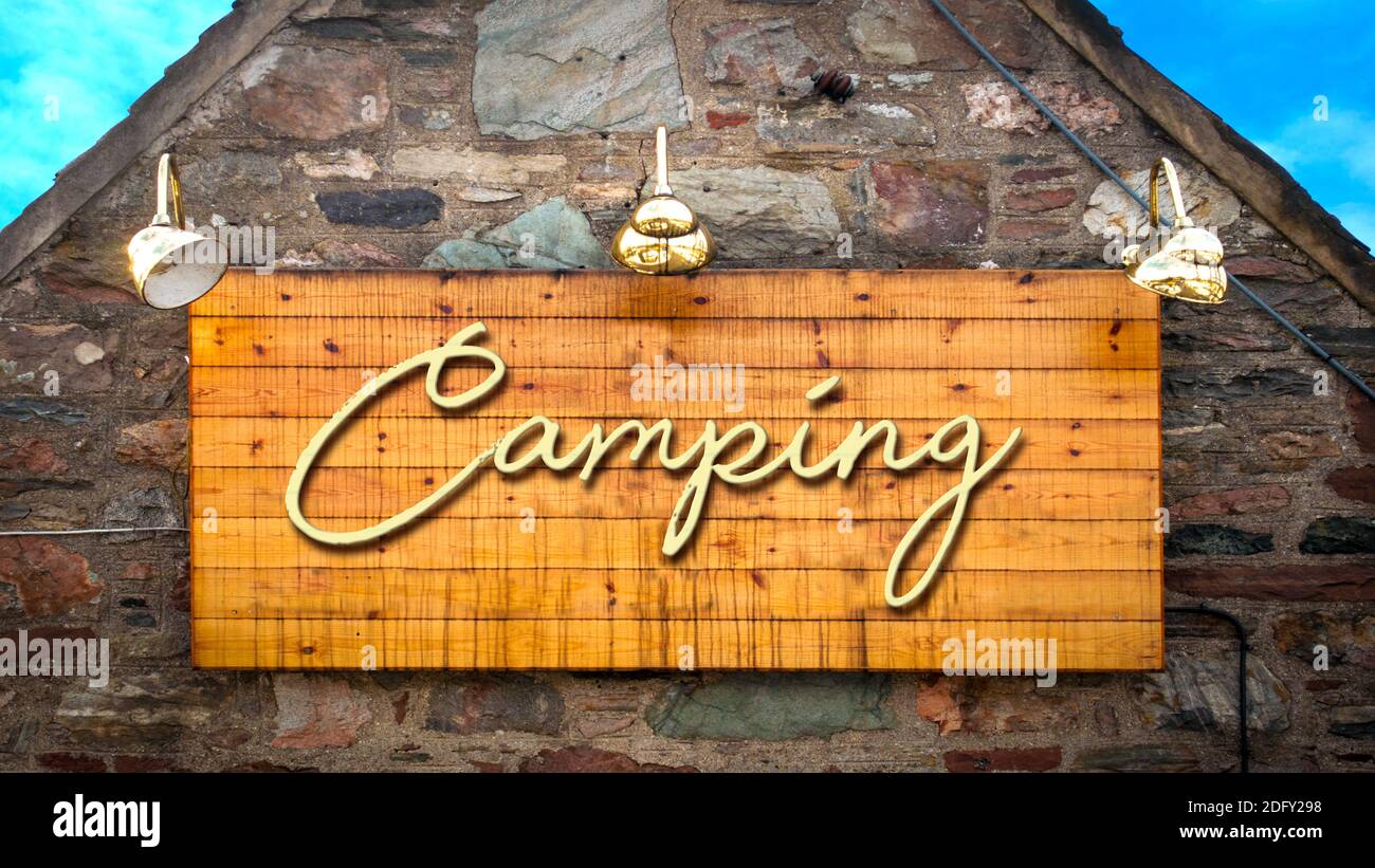 Street Sign the Direction Way to Camping Stock Photo - Alamy