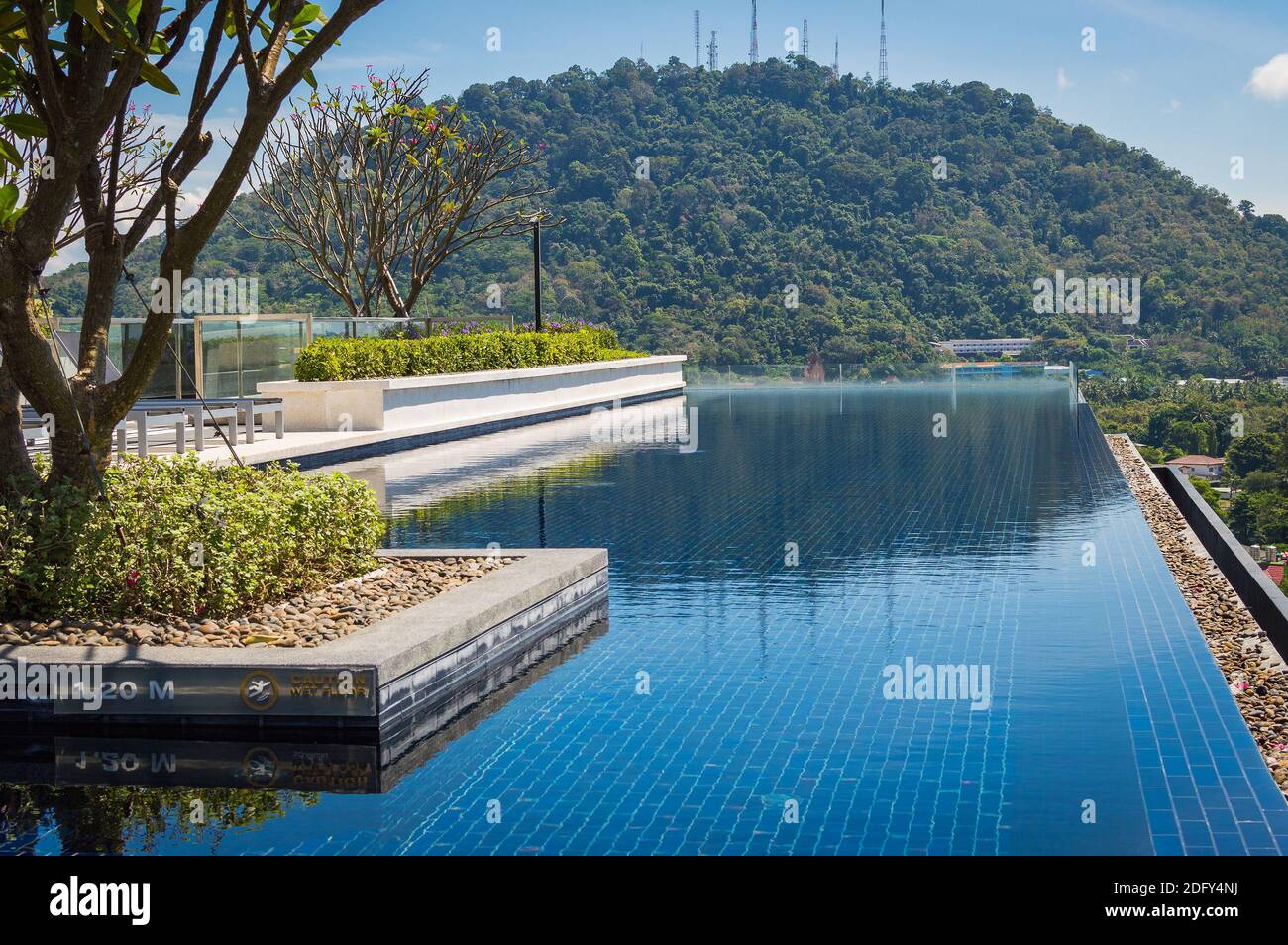 Swimming pool on rooftop terrace with beautiful nature view Stock Photo