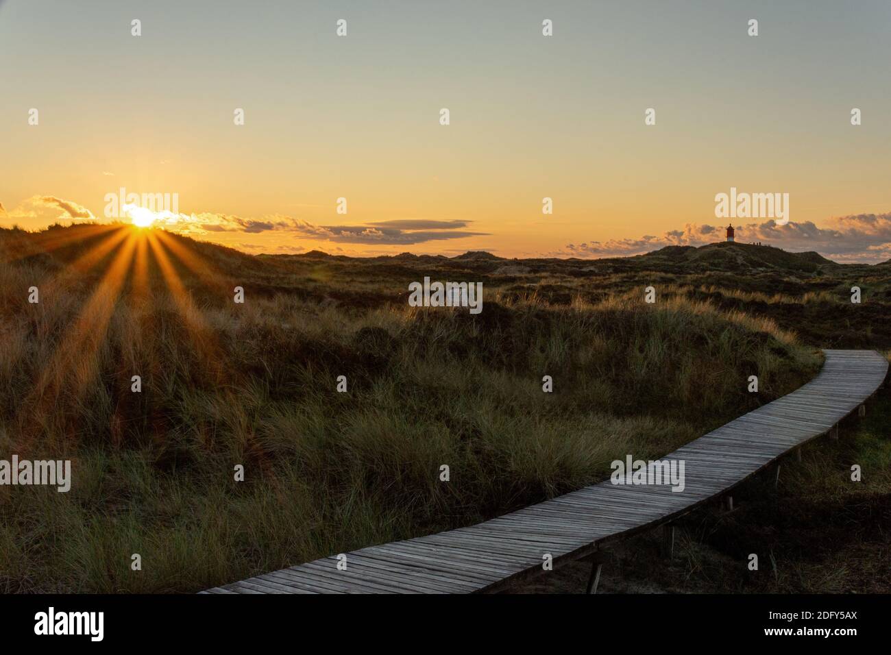 Sunset near to the beacon of Norddorf, Amrum, Germany Stock Photo - Alamy