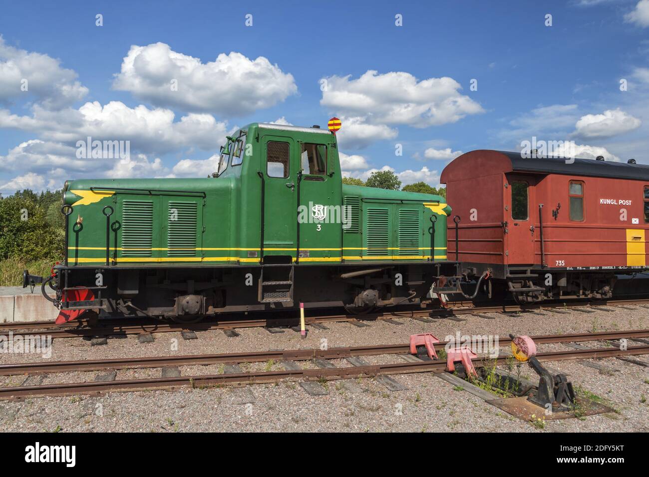 geography / travel, Sweden, Uppsala laen, Uppsala, historic diesel locomotive on the drive from Uppsal, Additional-Rights-Clearance-Info-Not-Available Stock Photo