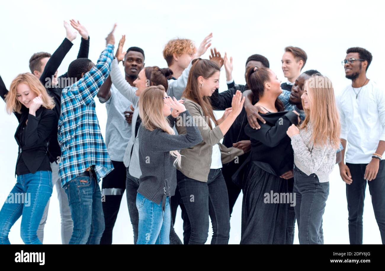 Happy Rising People group of happy young people celebrating their success Stock Photo - Alamy