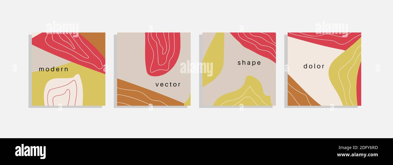 Vector set of minimal backgrounds with abstract organic shapes, hand ...