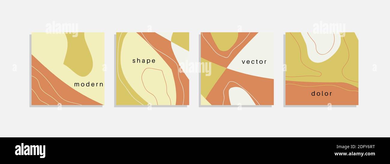 Vector set of minimal backgrounds with abstract organic shapes, hand ...