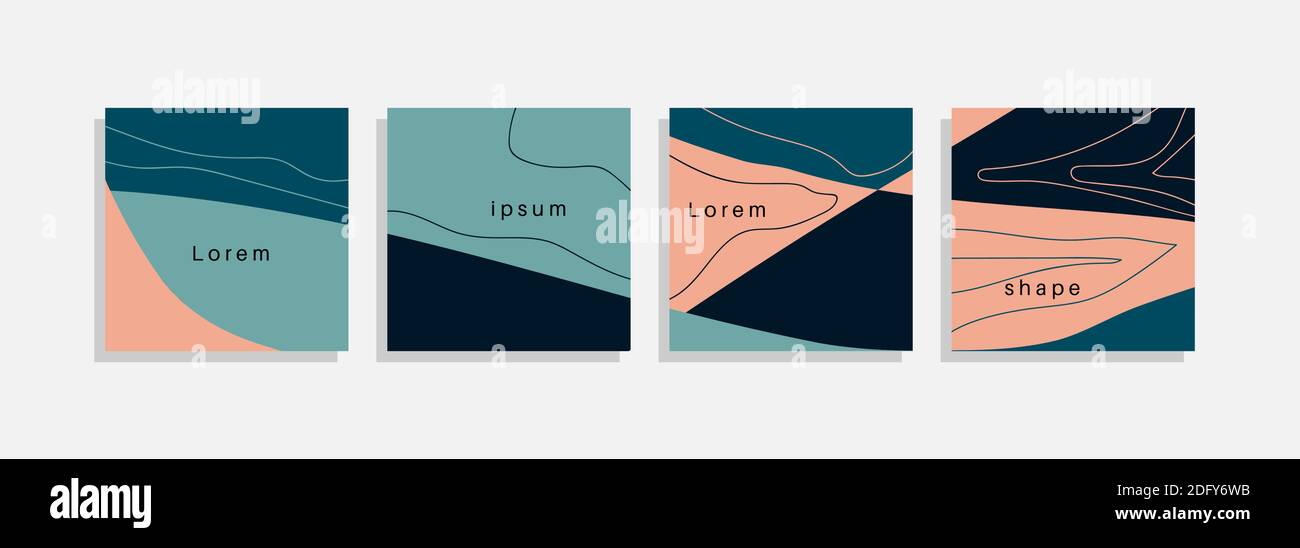 Vector set of minimal backgrounds with abstract organic shapes, hand ...