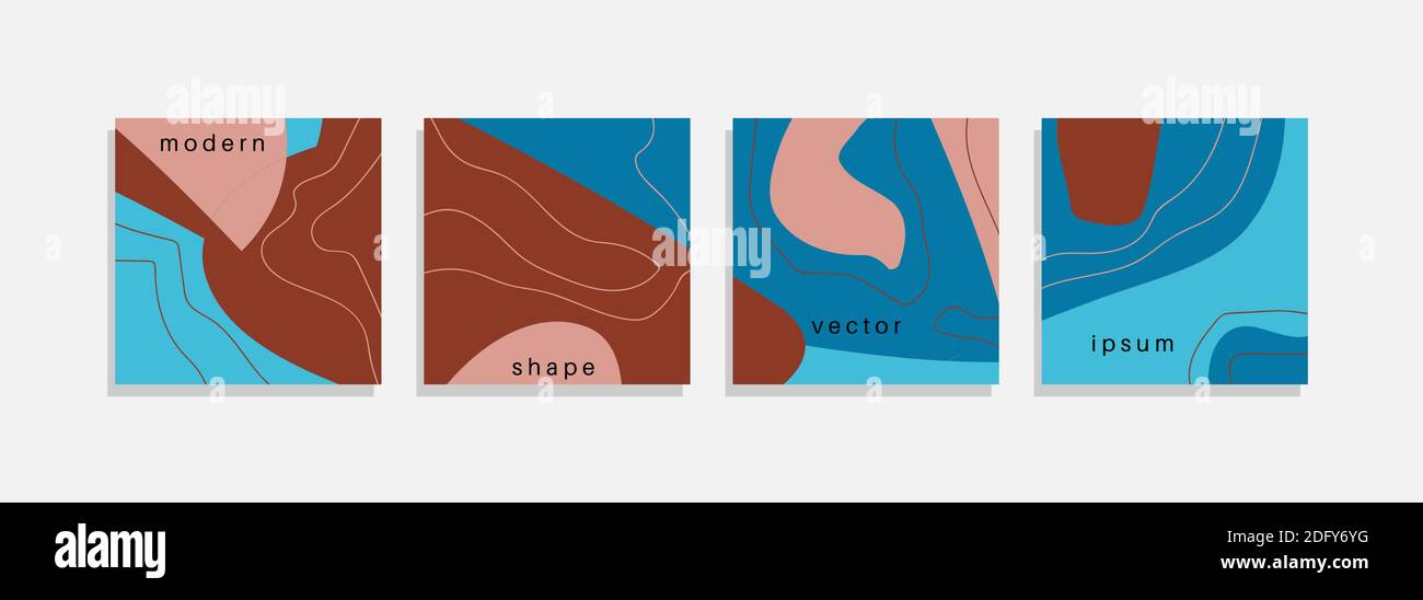 Vector set of minimal backgrounds with abstract organic shapes, hand ...