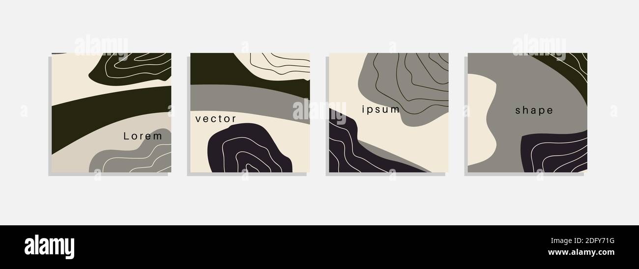 Vector set of minimal backgrounds with abstract organic shapes, hand ...