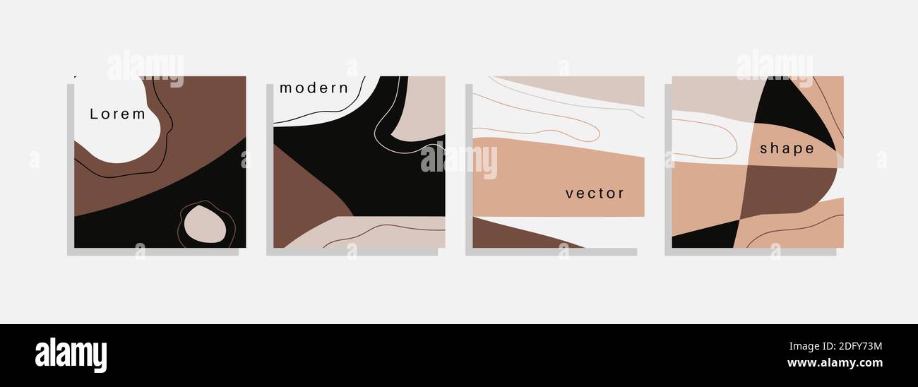 Vector set of minimal backgrounds with abstract organic shapes, hand ...