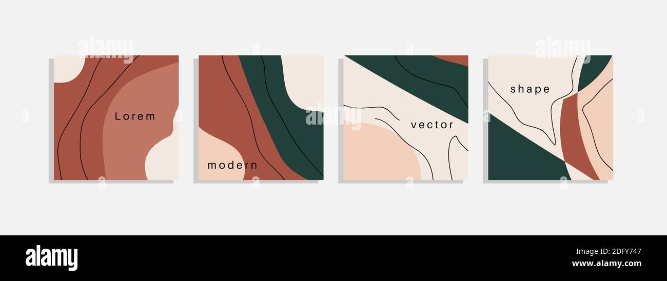 Vector set of minimal backgrounds with abstract organic shapes, hand ...