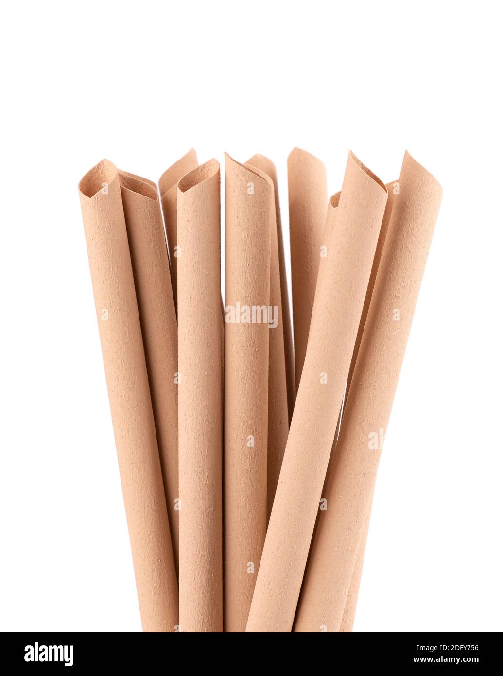 Bamboo fibre straws, isolated on white background. Ecofriendly bamboo