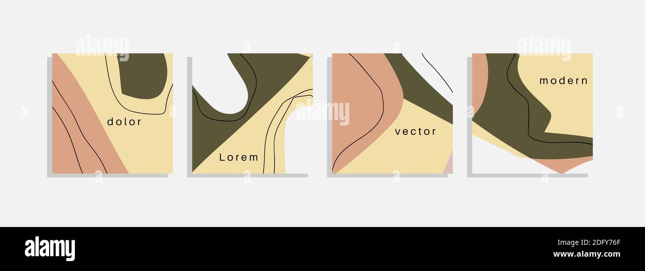Vector set of minimal backgrounds with abstract organic shapes, hand ...
