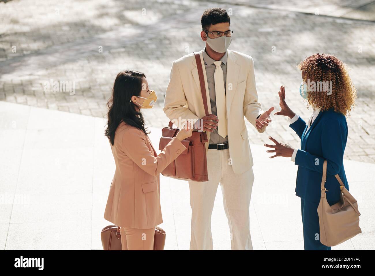 Discussing company development Stock Photo