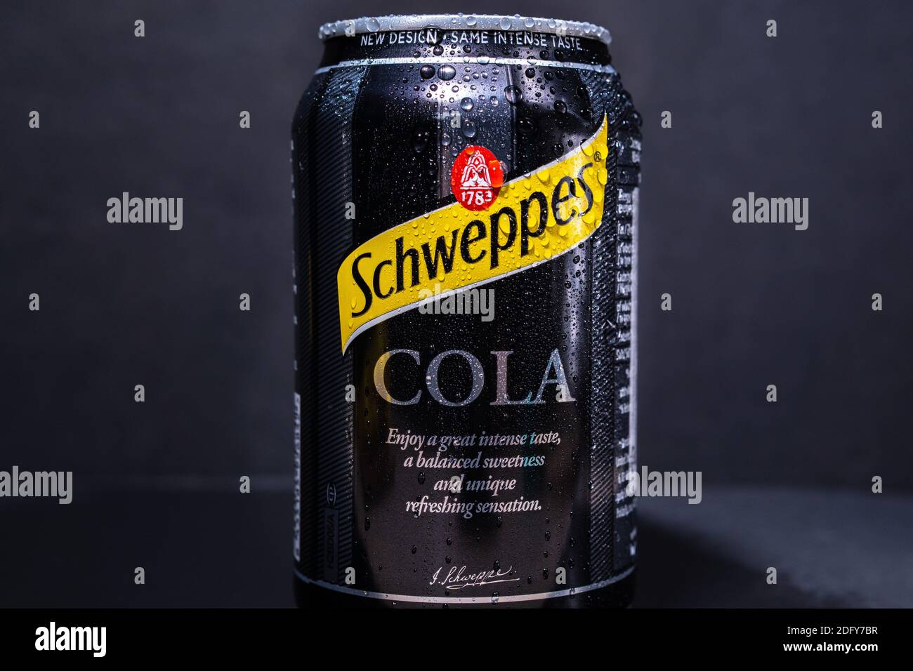 Tyumen, Russia-November 02, 2020: Can of soda drinks schweppes cola ...