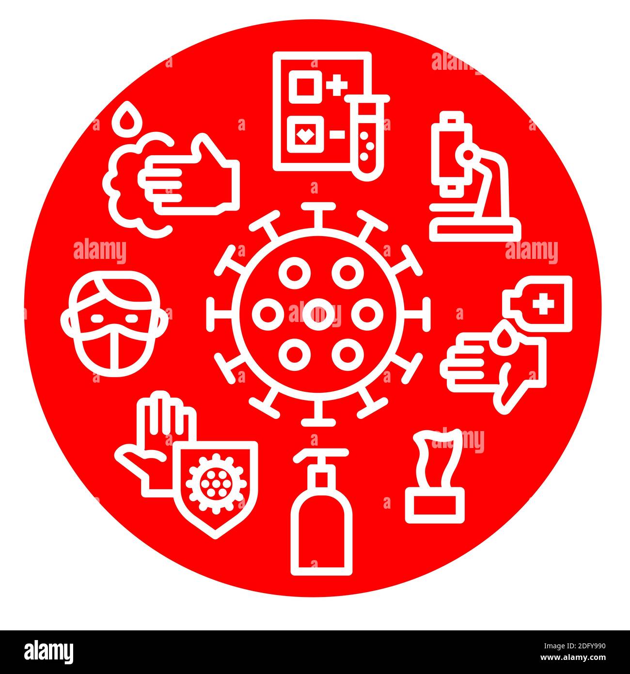 Concept Illustration of the Coronavirus Protection Round Icon Stock Vector