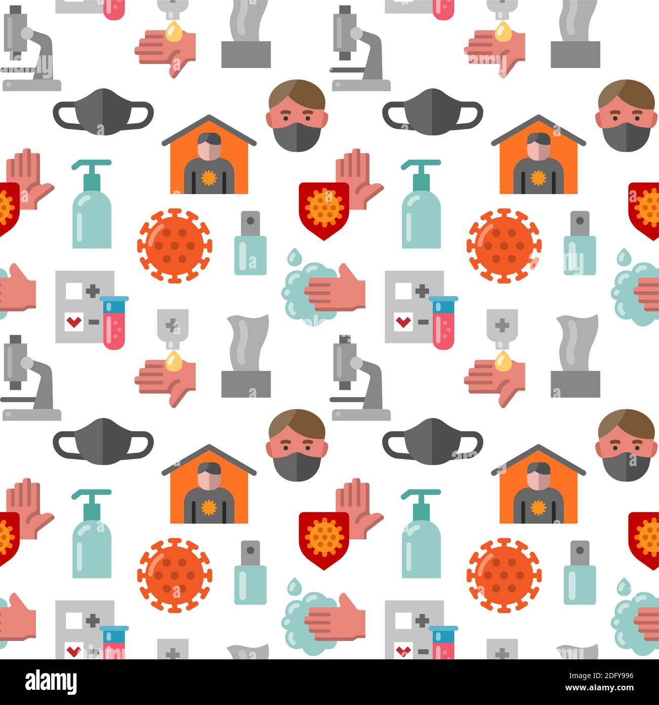 Illustration of Coronavirus Safety and Protection Seamless Pattern ...