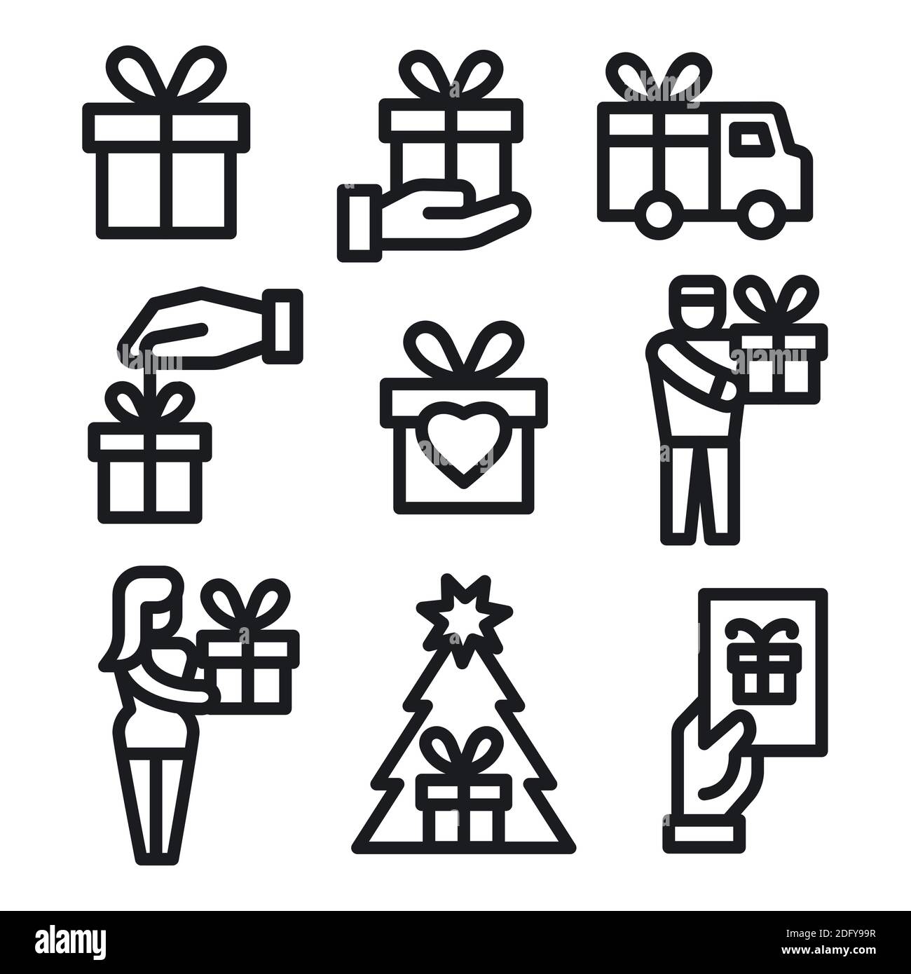 illustration of the gift and presents icons set Stock Vector