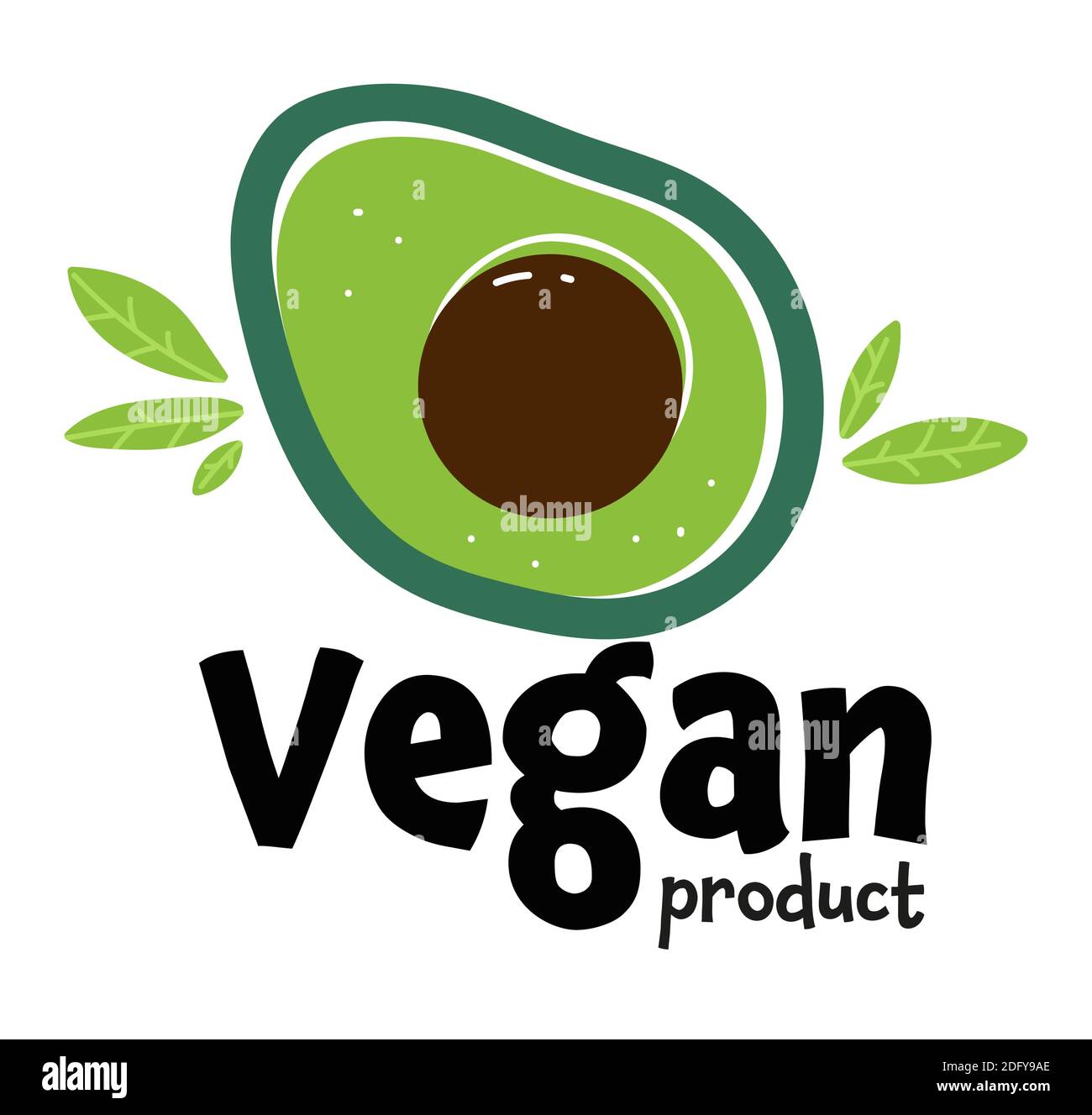 Vegan product emblem with avocado, label with text Stock Vector Image ...