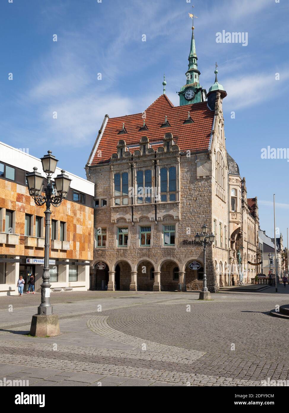 geography / travel, Germany, Lower Saxony, Bueckeburg, marketplace, city hall, Additional-Rights-Clearance-Info-Not-Available Stock Photo