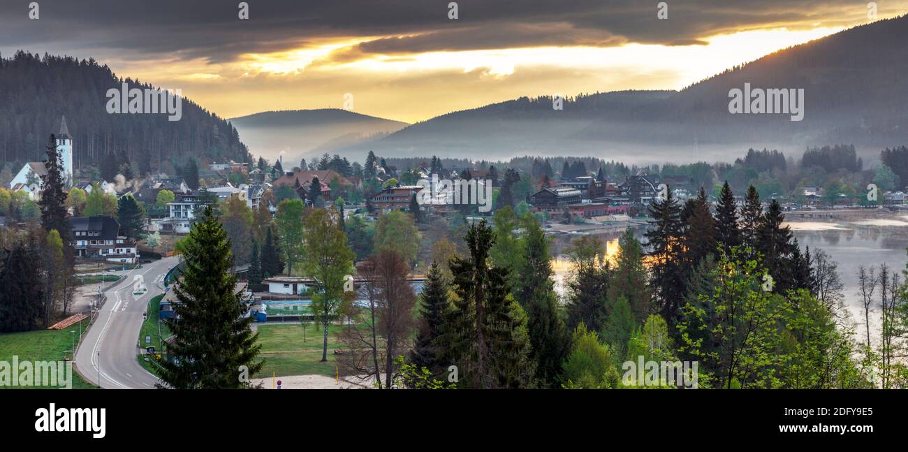 Lake Titisee in the morning light Stock Photo