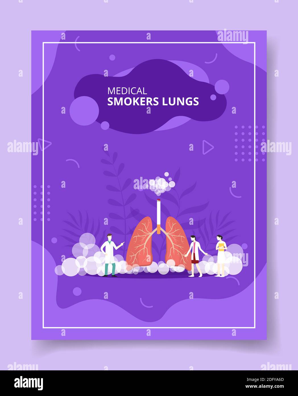 medical smokers lung people scientist standing front lung anatomy organ with smoke for template of banners, flyer, books cover, magazines with liquid Stock Photo