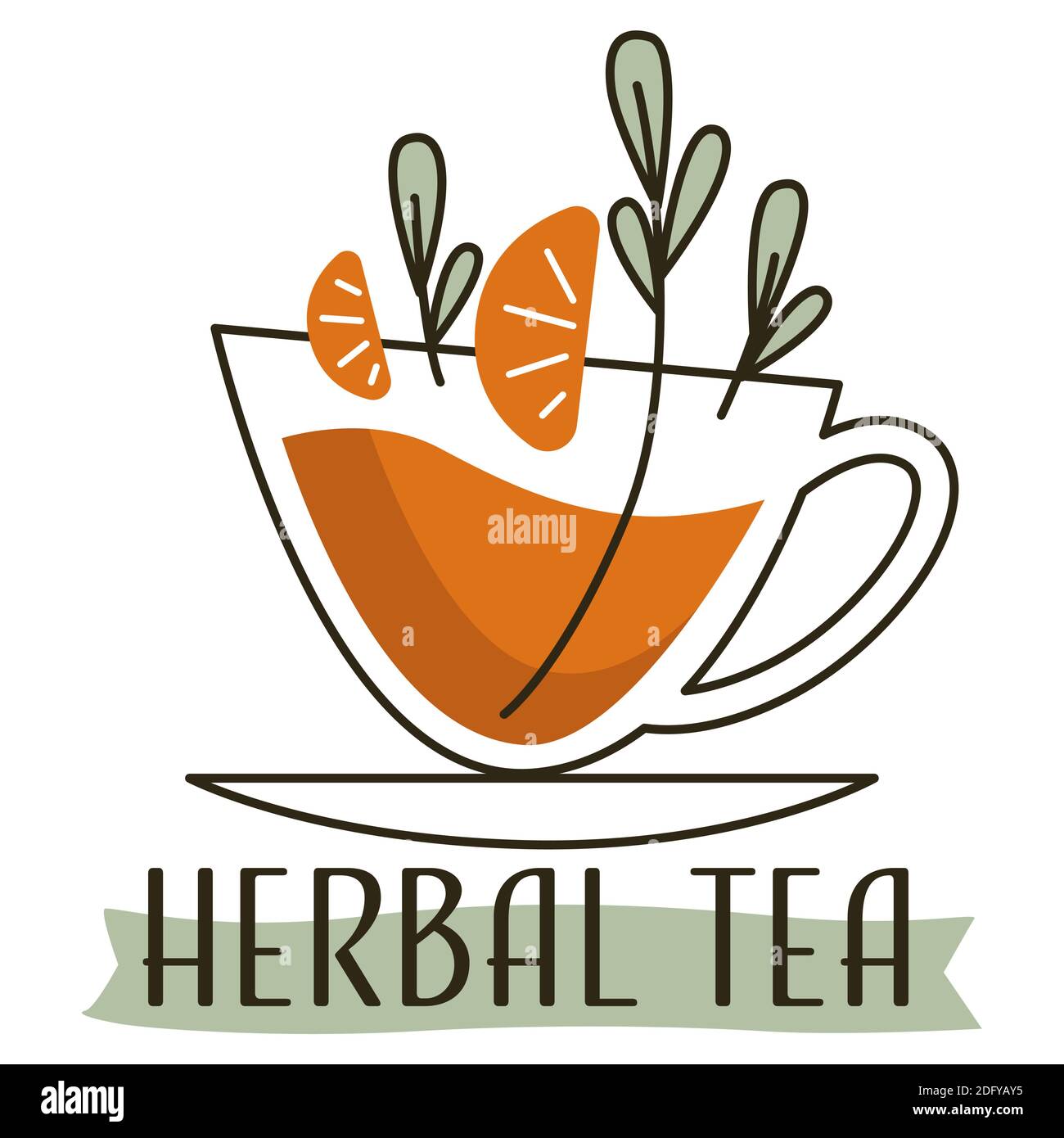 Herbal tea warm tasty beverage with mint vector Stock Vector