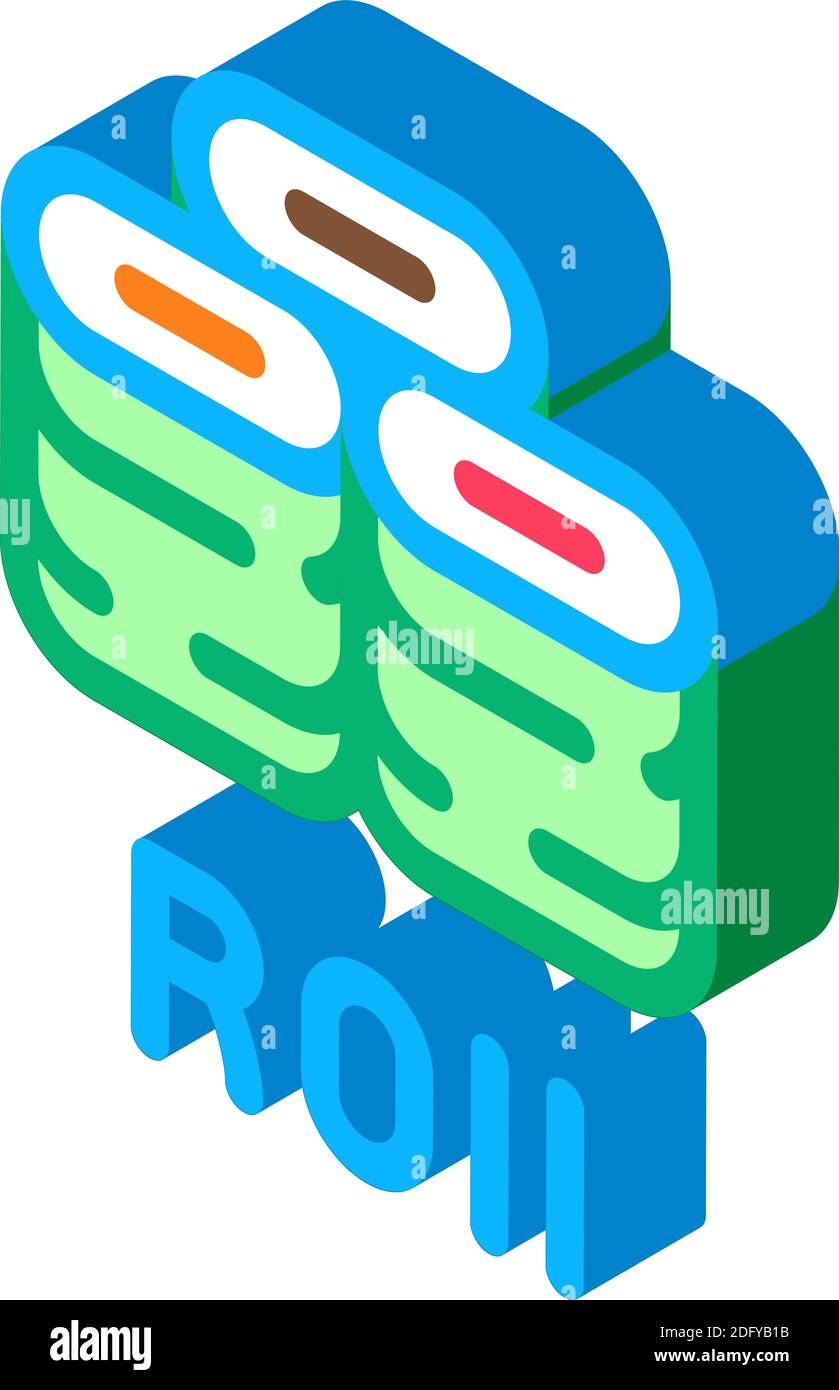 sushi roll dish isometric icon vector illustration Stock Vector