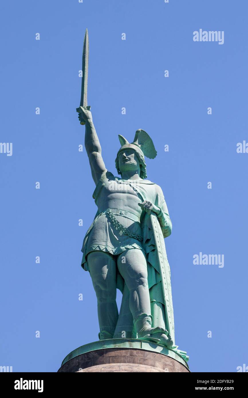 geography / travel, Germany, North Rhine-Westphalia, Teutoburg Forest, Detmold, Hermann Monument, Additional-Rights-Clearance-Info-Not-Available Stock Photo