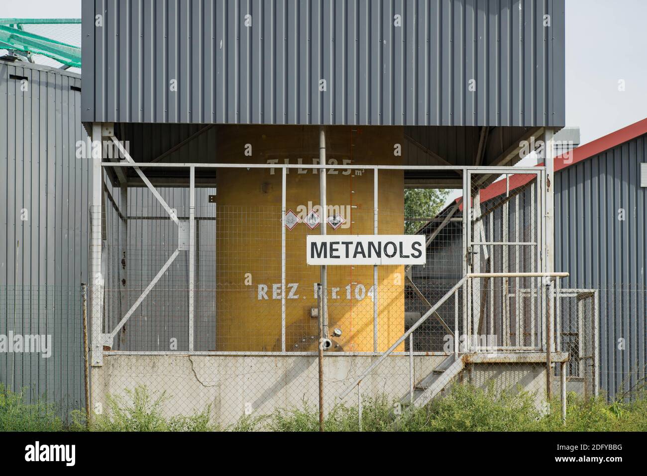 Tank of methanol at gas station. Flammable Stock Photo Alamy