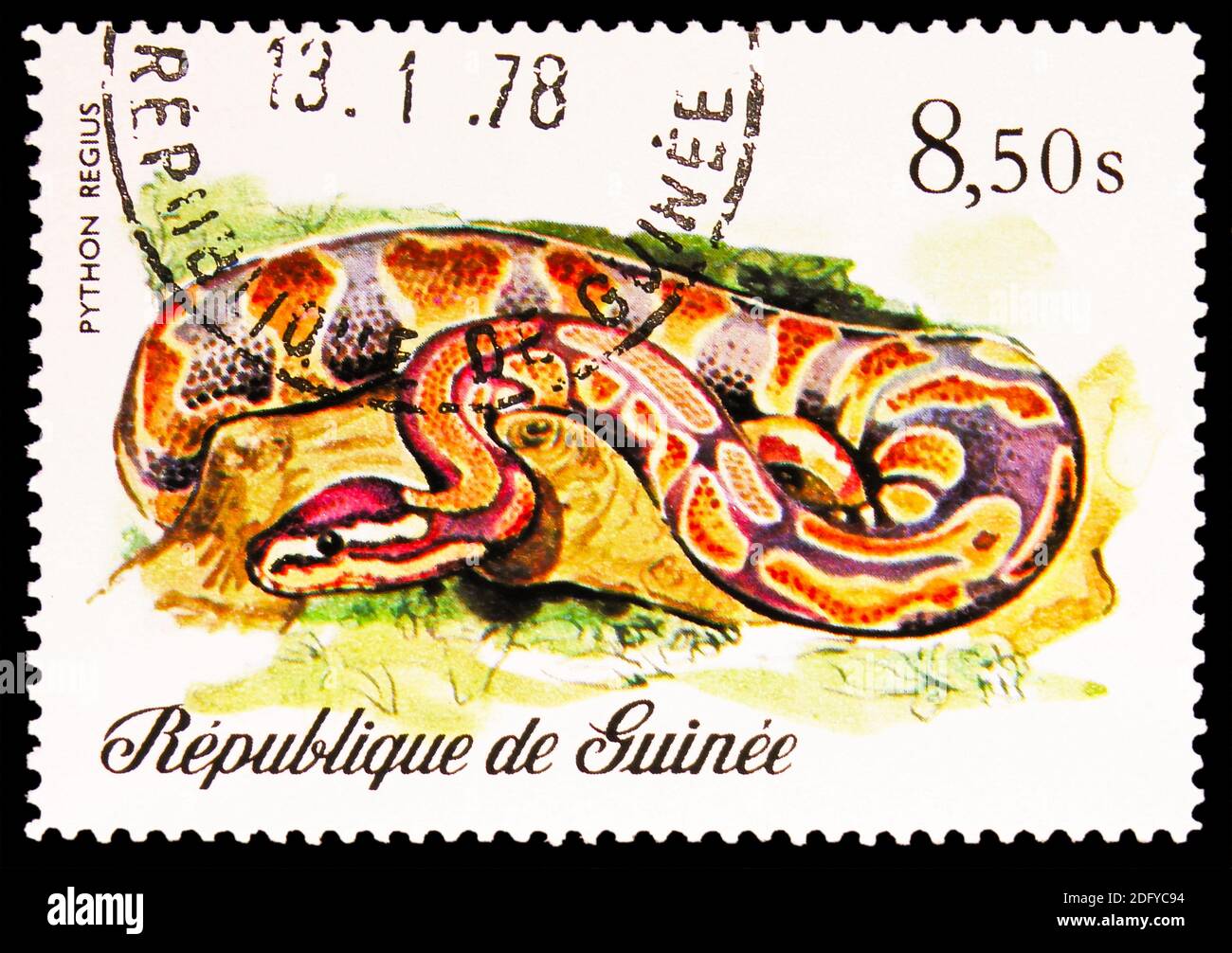 MOSCOW, RUSSIA - AUGUST 28, 2020: Postage stamp printed in Guinea shows ...