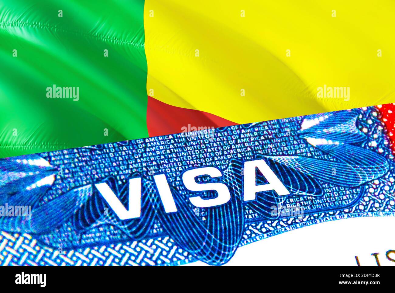 Benin Visa. Travel to Benin focusing on word VISA, 3D rendering. Benin  immigrate concept with visa in passport. Benin tourism entrance in  passport. Vi Stock Photo - Alamy