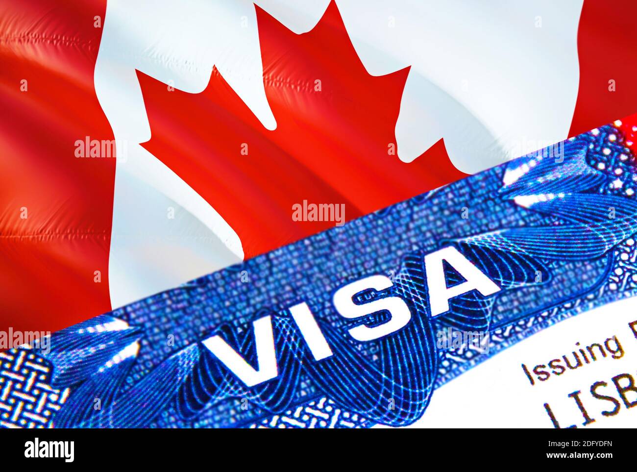 Text Visa On Canada Visa Stamp In Passport Passport Traveling Abroad Concept Travel To Canada Concept Selective Focus 3d Rendering Immigration An Stock Photo Alamy