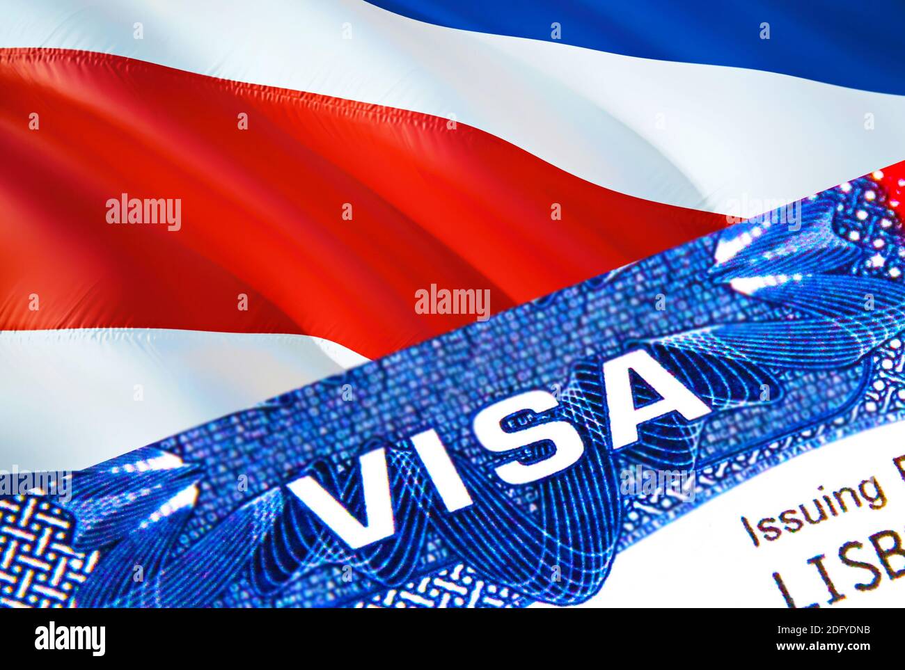text VISA on Costa Rica visa stamp in passport. passport traveling abroad  concept. Travel to Costa Rica concept - selective focus,3D rendering.  Immigr Stock Photo - Alamy