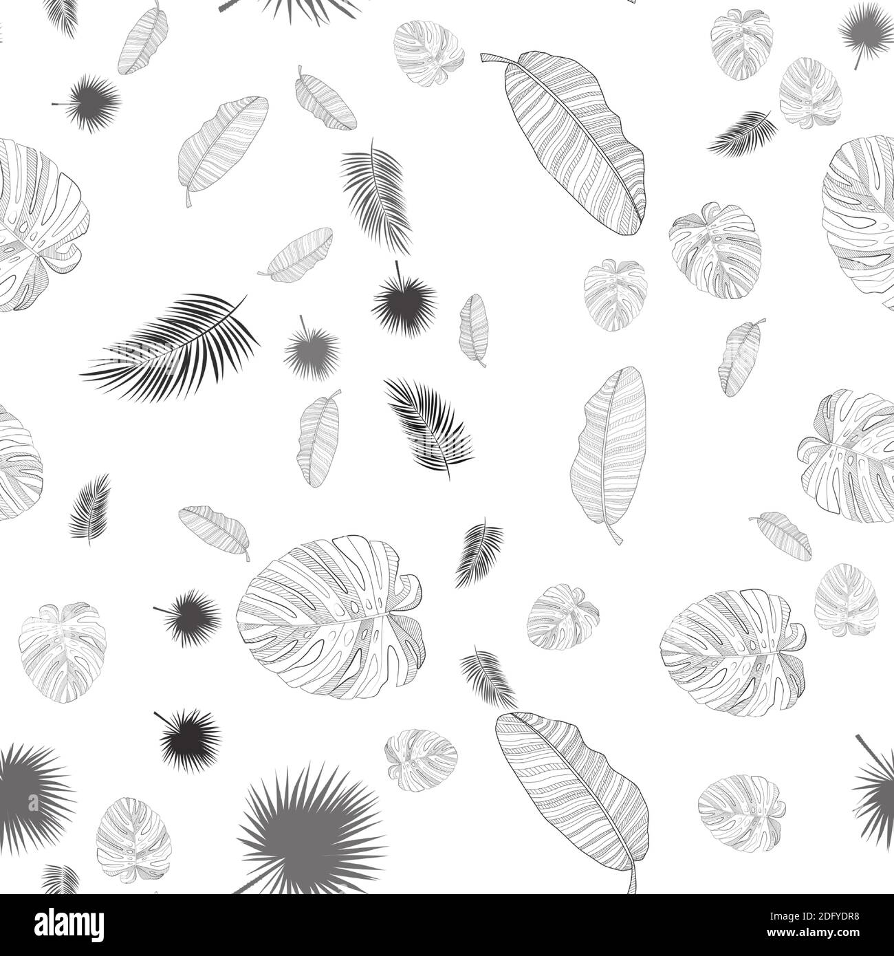 Abstract tropical palm leaf background with frame. seamless pattern ...