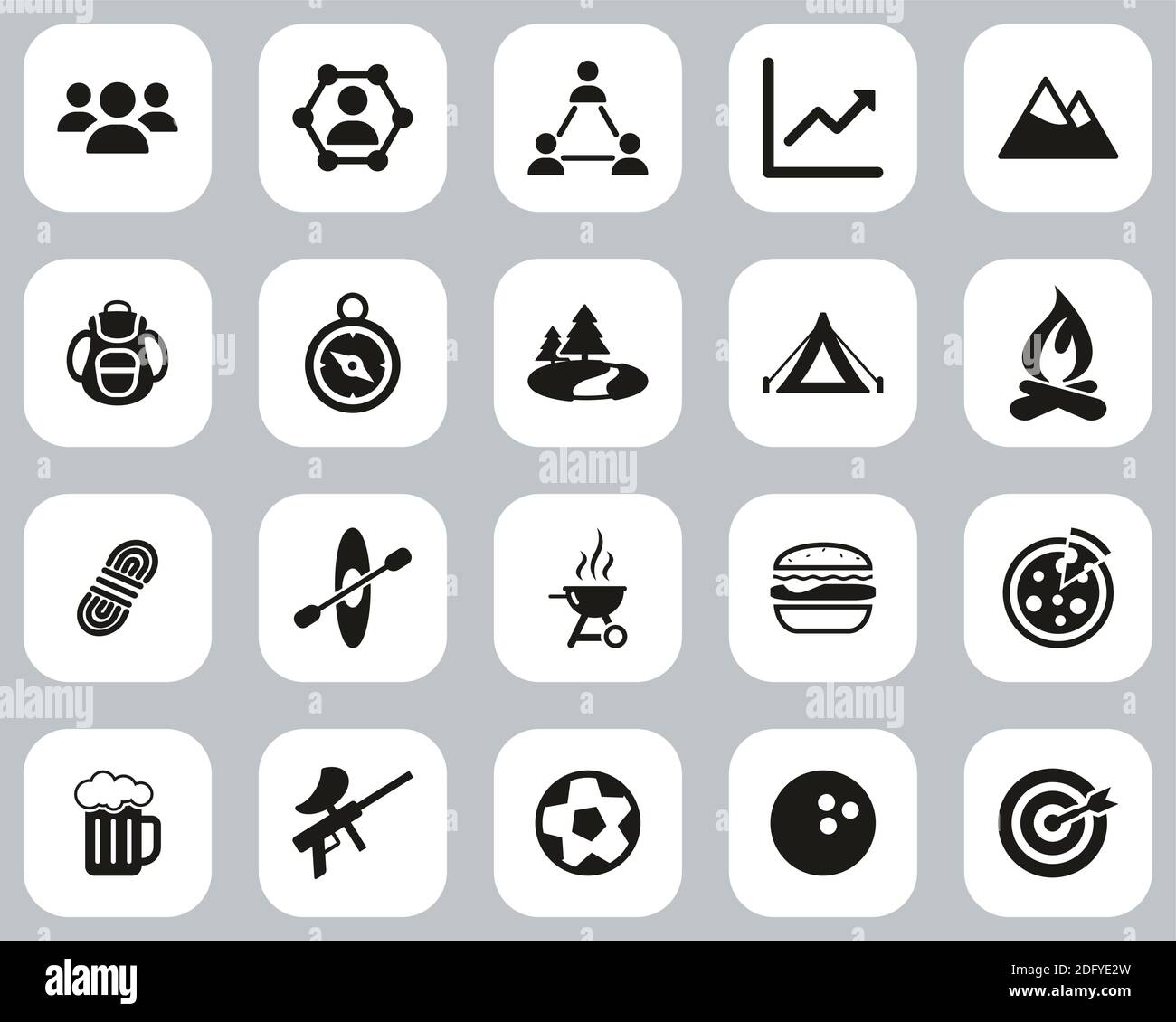 Team Building Icons Black & White Flat Design Set Big Stock Vector ...