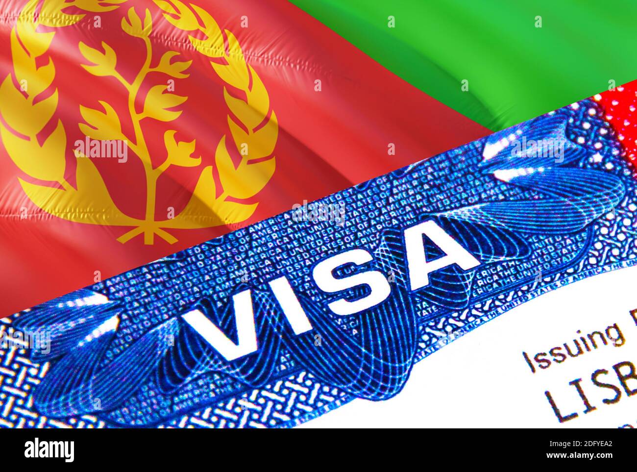 Eritrea Visa in passport. USA immigration Visa for Eritrea citizens