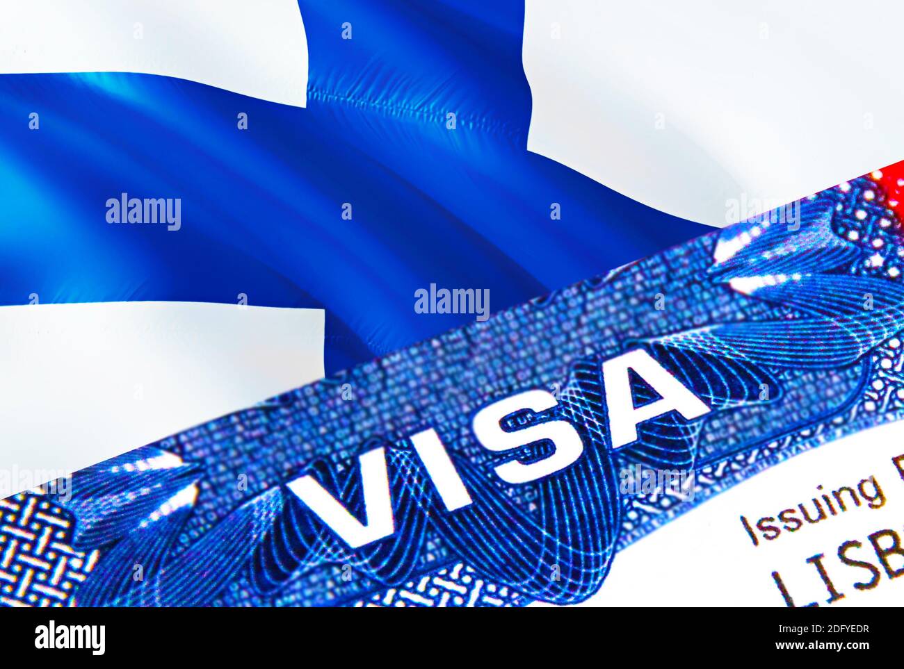 text VISA on Finland visa stamp in passport. passport traveling abroad  concept. Travel to Finland concept - selective focus,3D rendering.  Immigration Stock Photo - Alamy