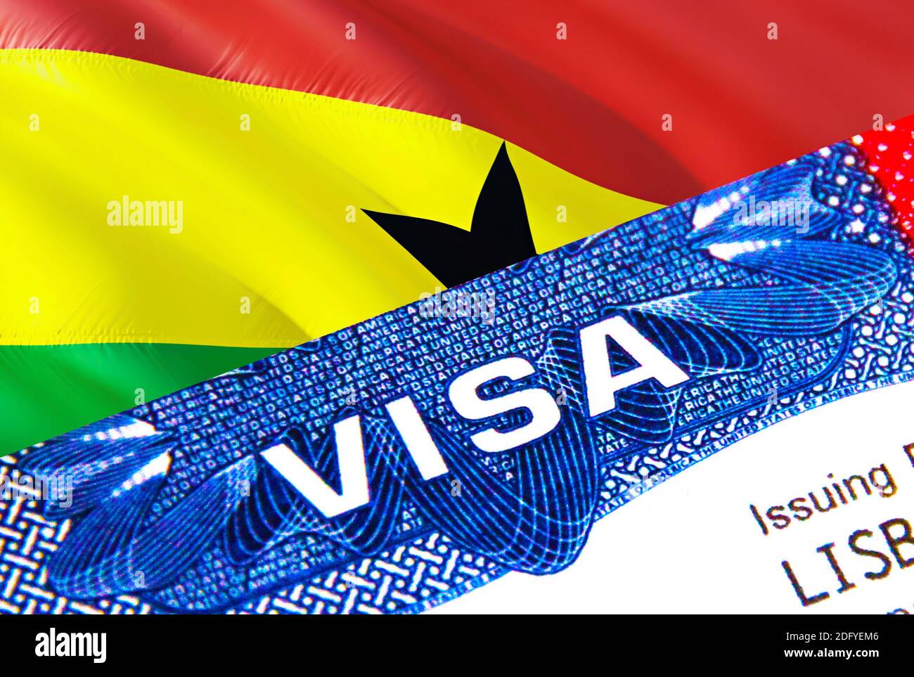 Ghana Visa in passport. USA immigration Visa for Ghana citizens focusing on  word VISA. Travel Ghana visa in national identification close-up,3D render  Stock Photo - Alamy