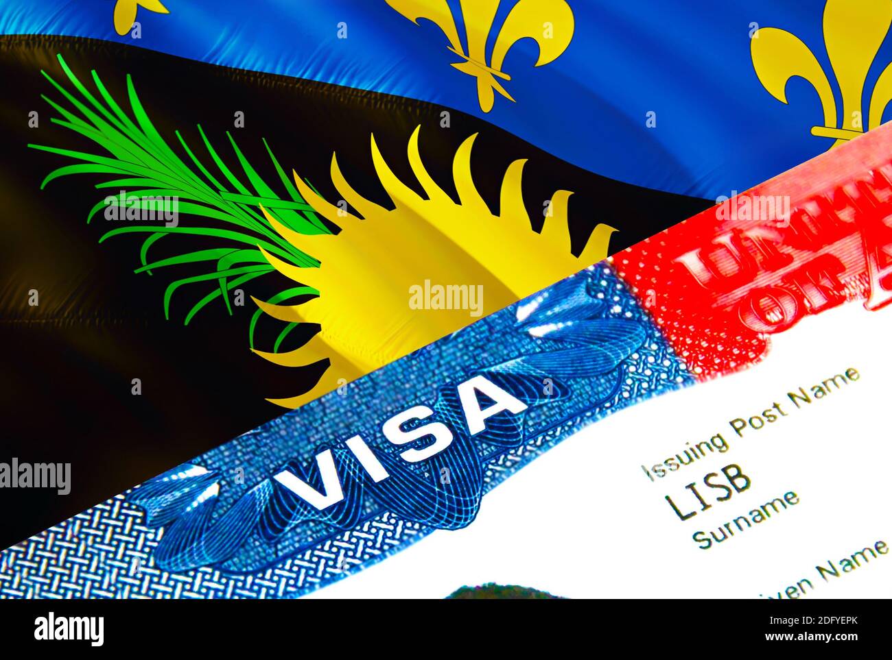 Guadeloupe Immigration Visa Closeup Visa To Guadeloupe Focusing On Word Visa 3d Rendering Travel Or Migration To Guadeloupe Destination Concept Wit Stock Photo Alamy