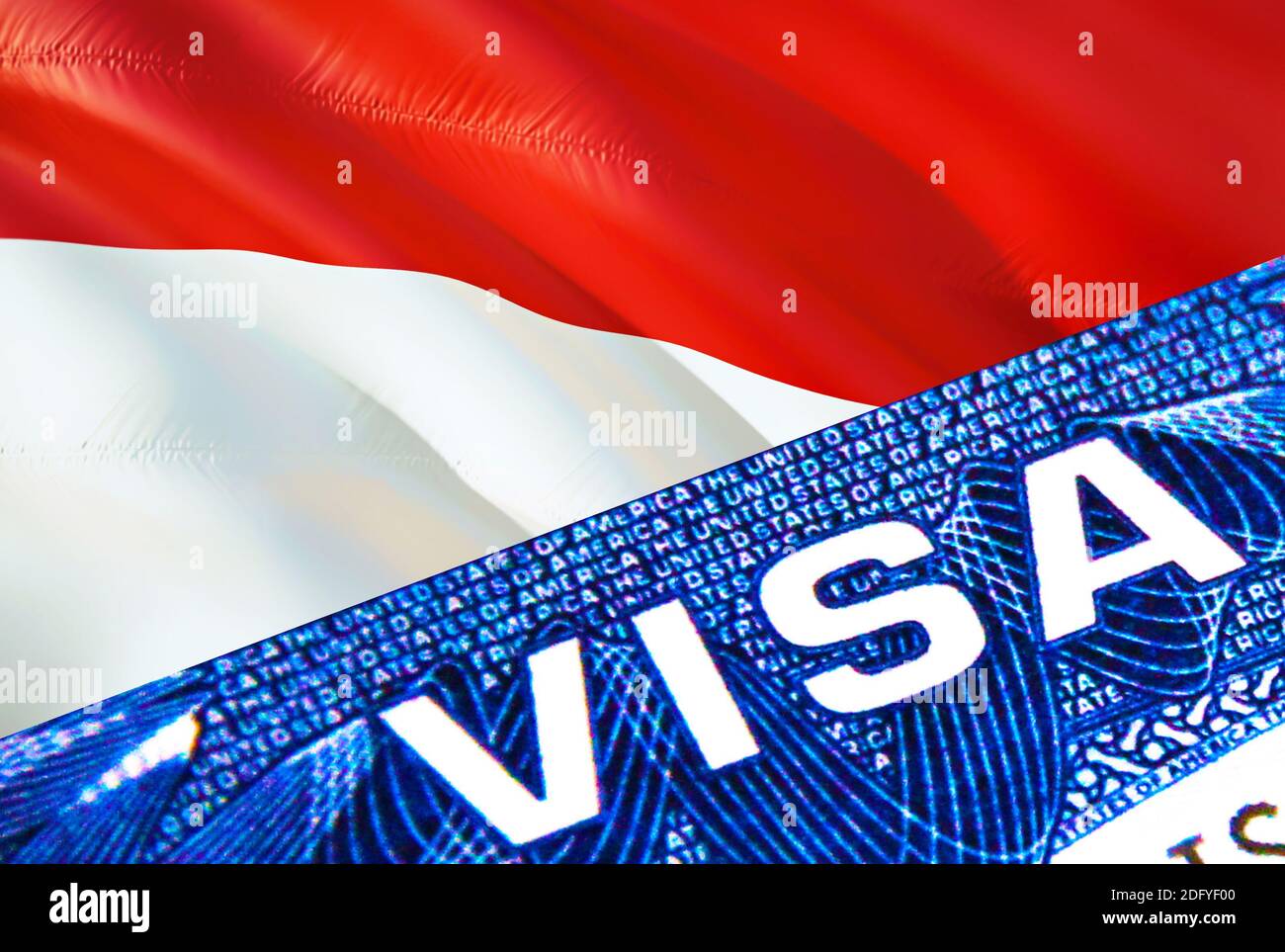 Indonesia Visa Document Close Up Passport Visa On Indonesia Flag Indonesia Visitor Visa In 